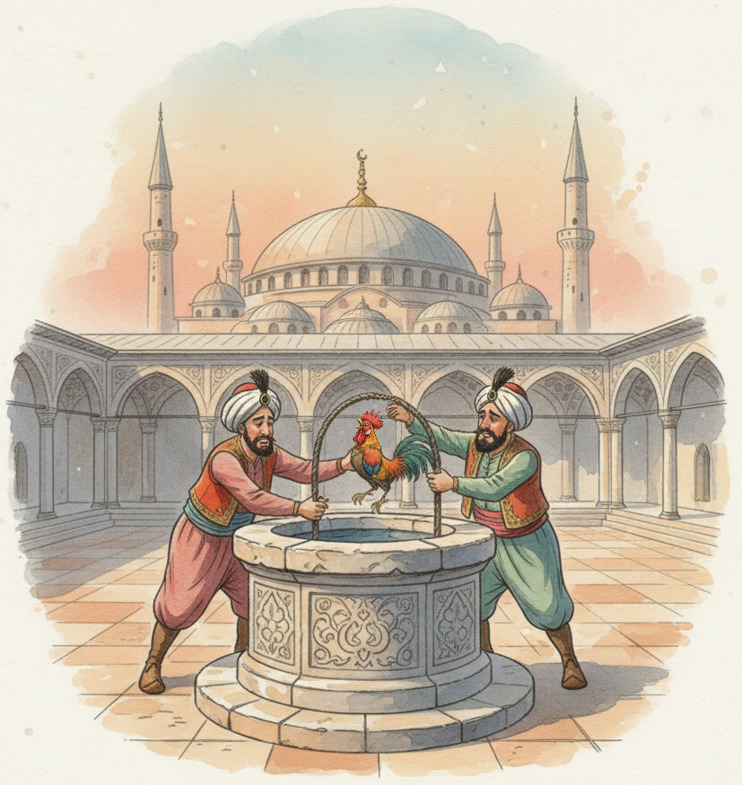 A kiskakast a kútba dobják