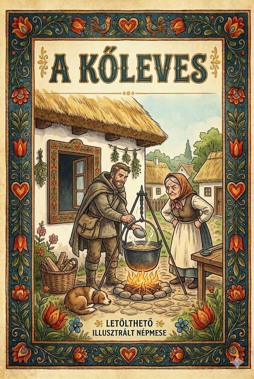 A kőleves - letölthető illusztrált népmese - borítókép